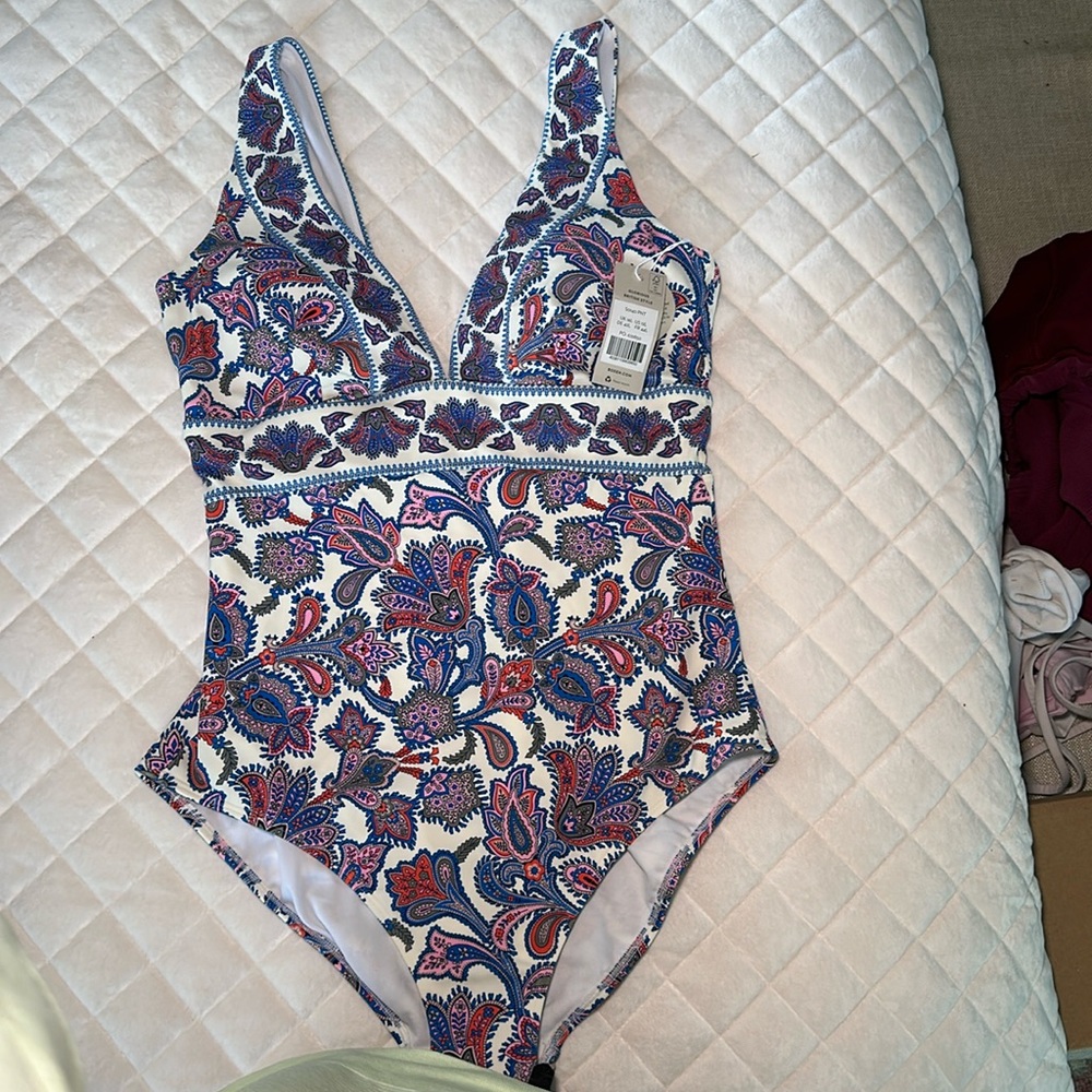 NWT Boden Porto V-neck One Piece Swimsuit 12L